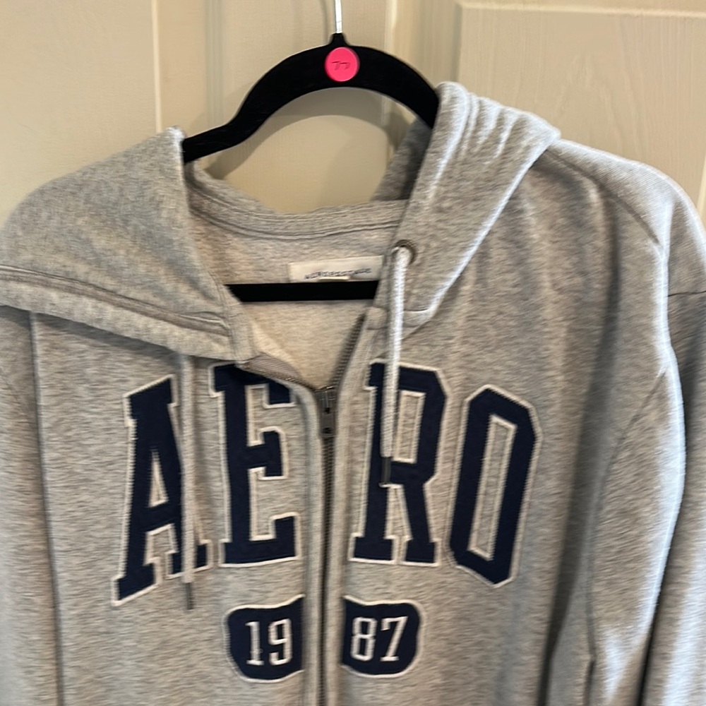 Aeropostale Heather Gray Hoodie with Navy Accents - Picture 5 of 5